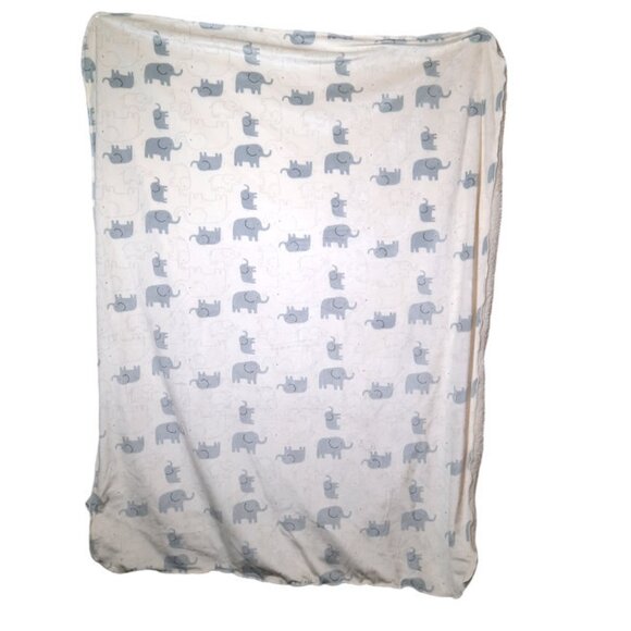 Bon Bebe Elephant Creme Sherpa Baby Lovey Security Blanket 28" X 37" - Picture 3 of 4